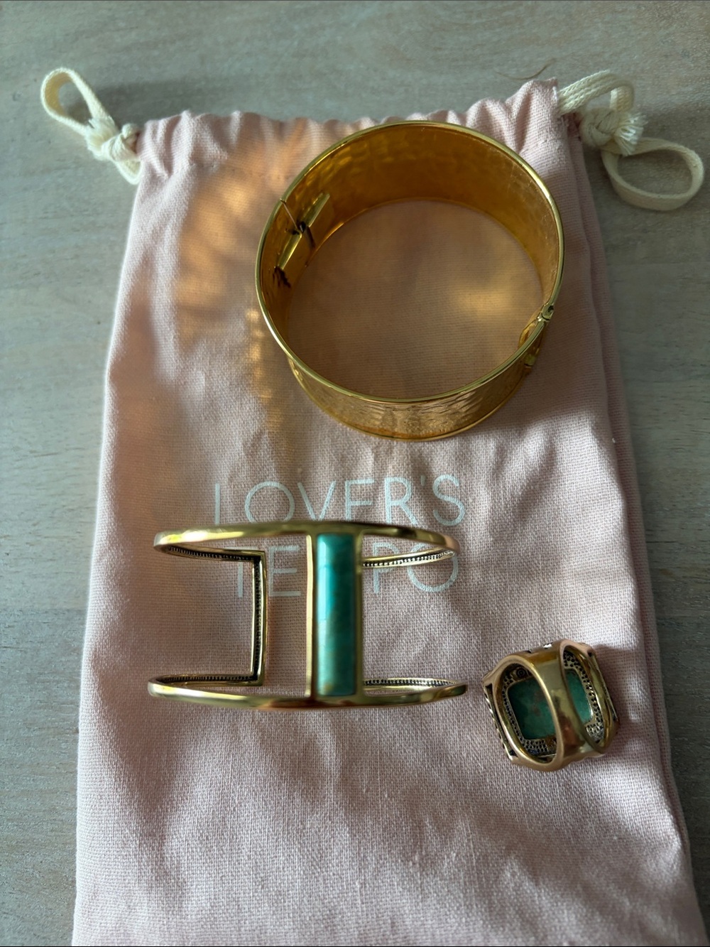Lovers + Friends Gold Bracelet Trio with Turquoise Accents